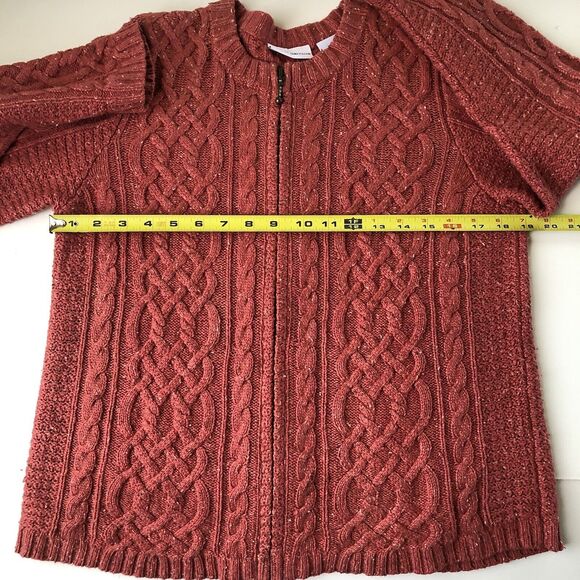 Croft & Barrow Cable Knit Full Zip Sweater Women's Long Sleeve Medium - Picture 7 of 10